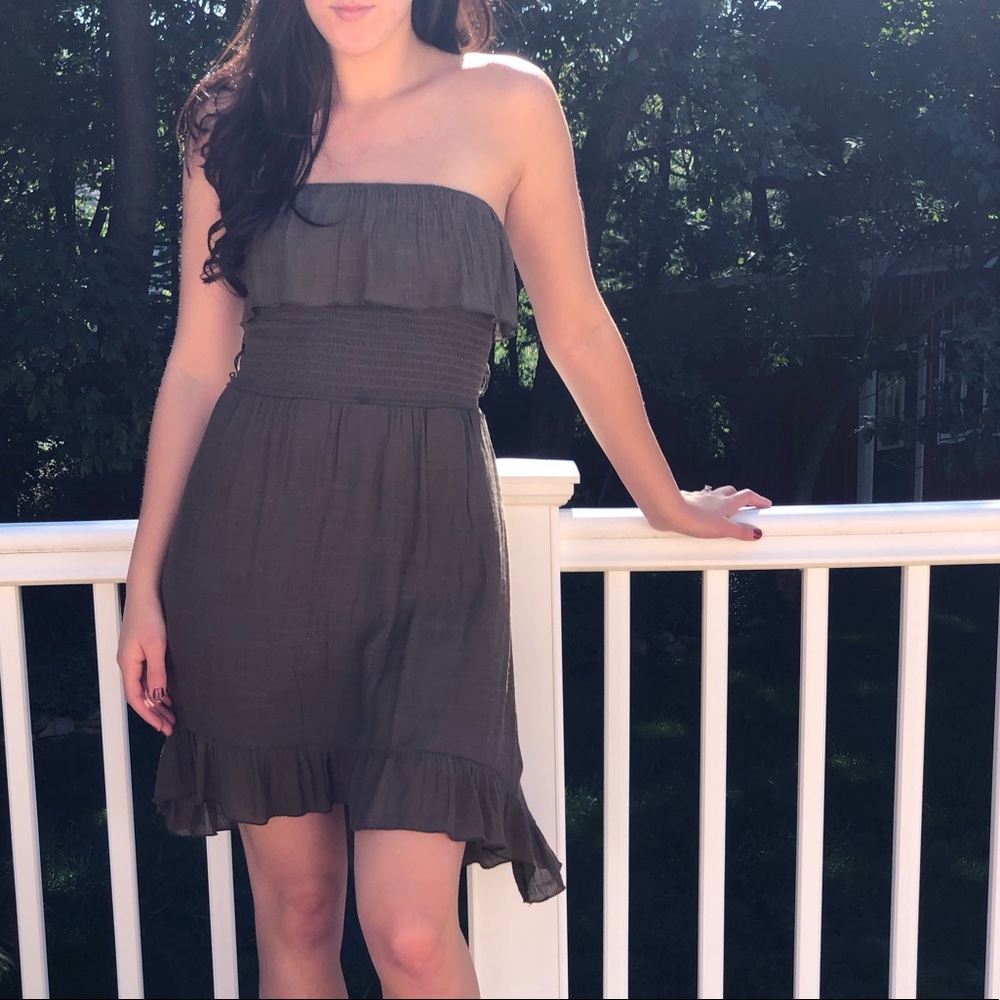 Strapless High-low Green Dress